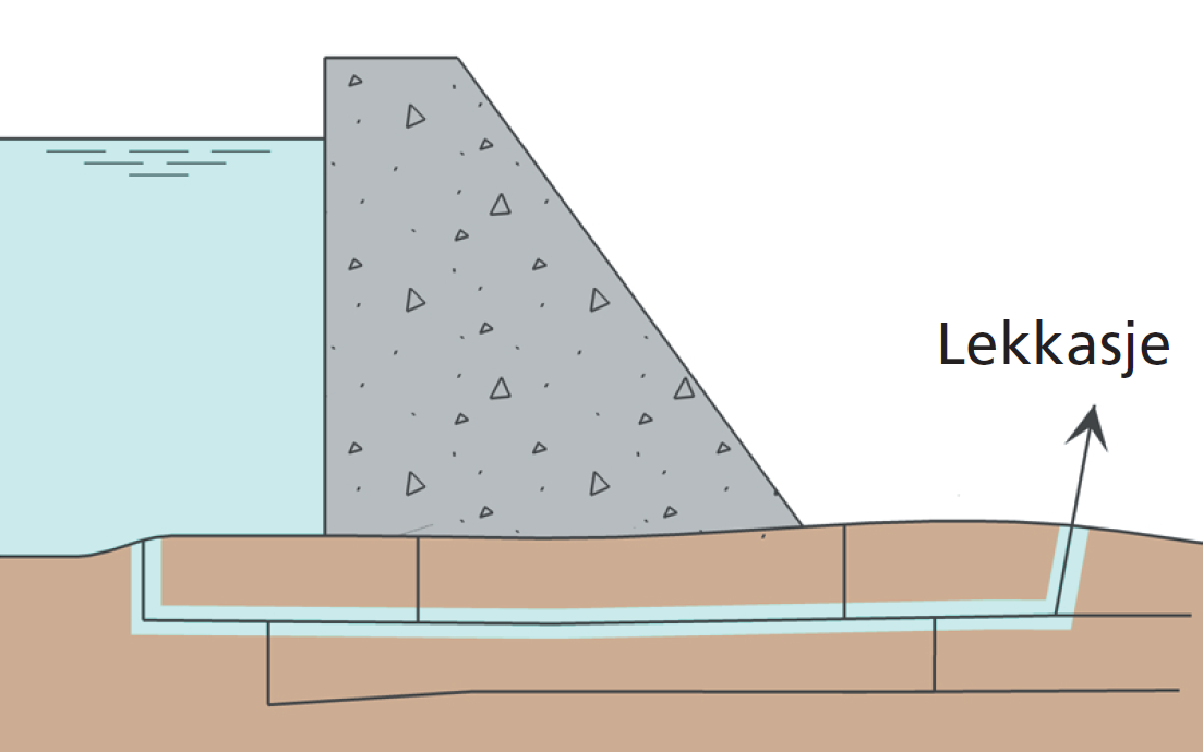 Figur 3: Lekkasje i fundamentet i god avstand fra dammen.