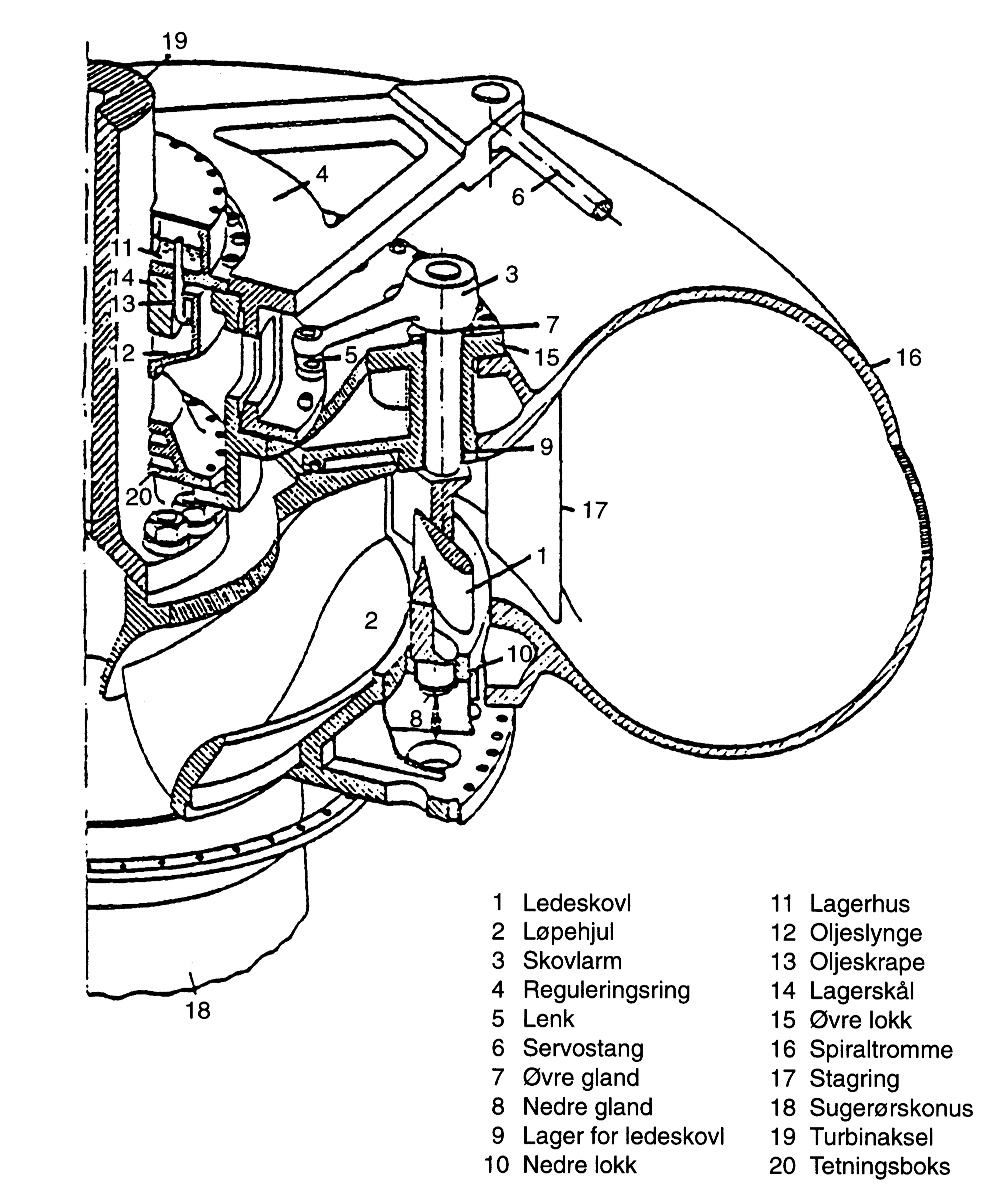 Figur 1: Vertikal Francisturbin [1]
