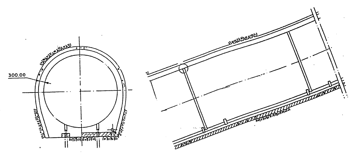 Figur 8: Snitt og tverrsnitt av nært horiontalt innstøpt rør